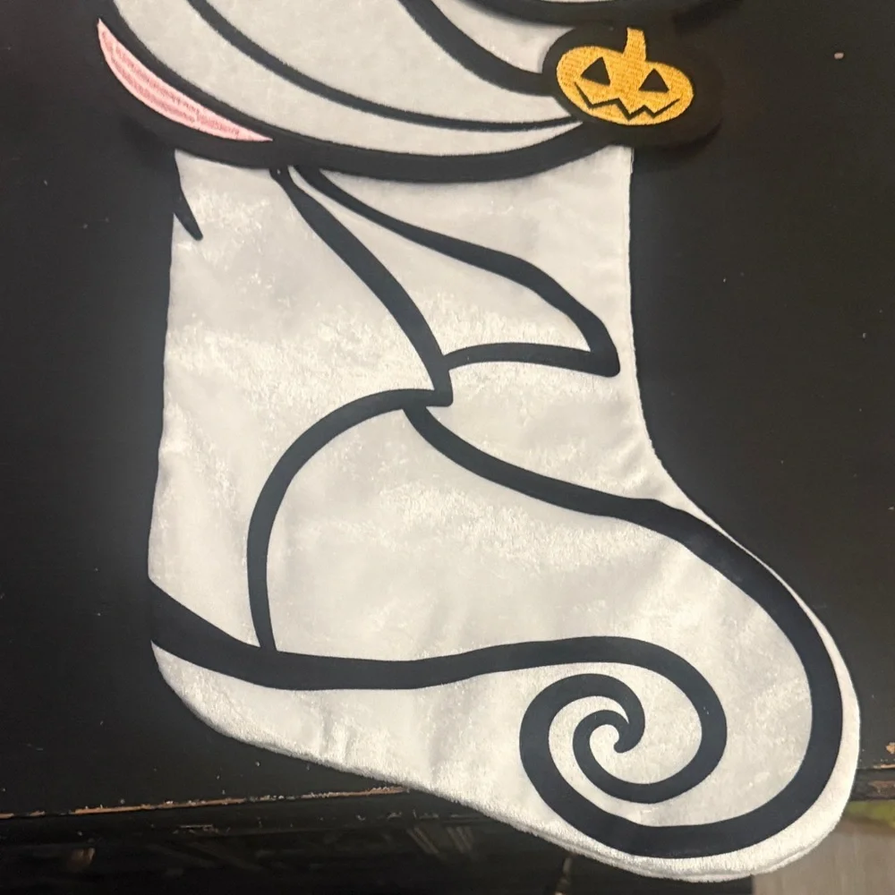 Ghost Halloween Stocking with Pumpkin Accent